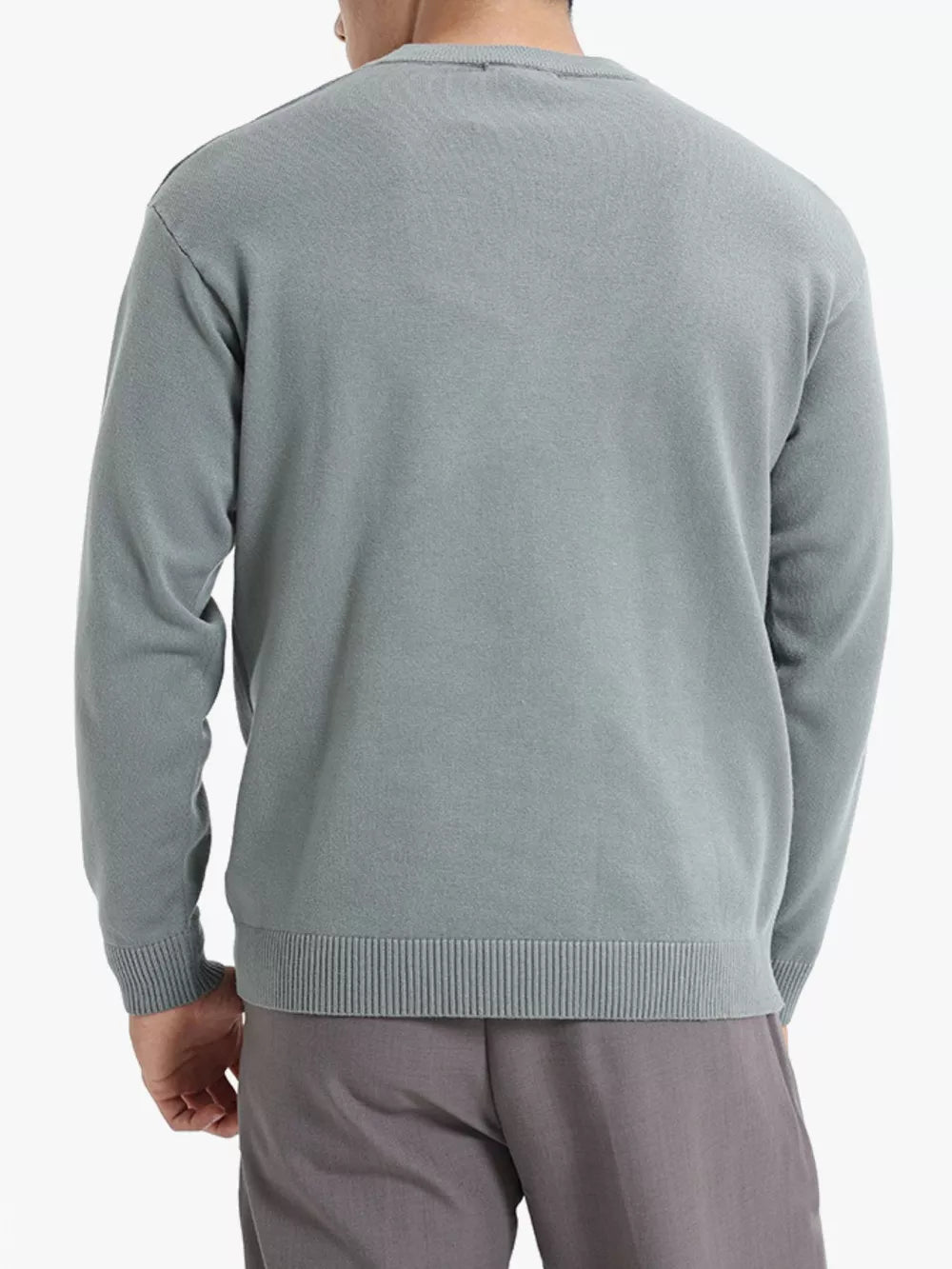 Suéter básico de cuello redondo para hombre