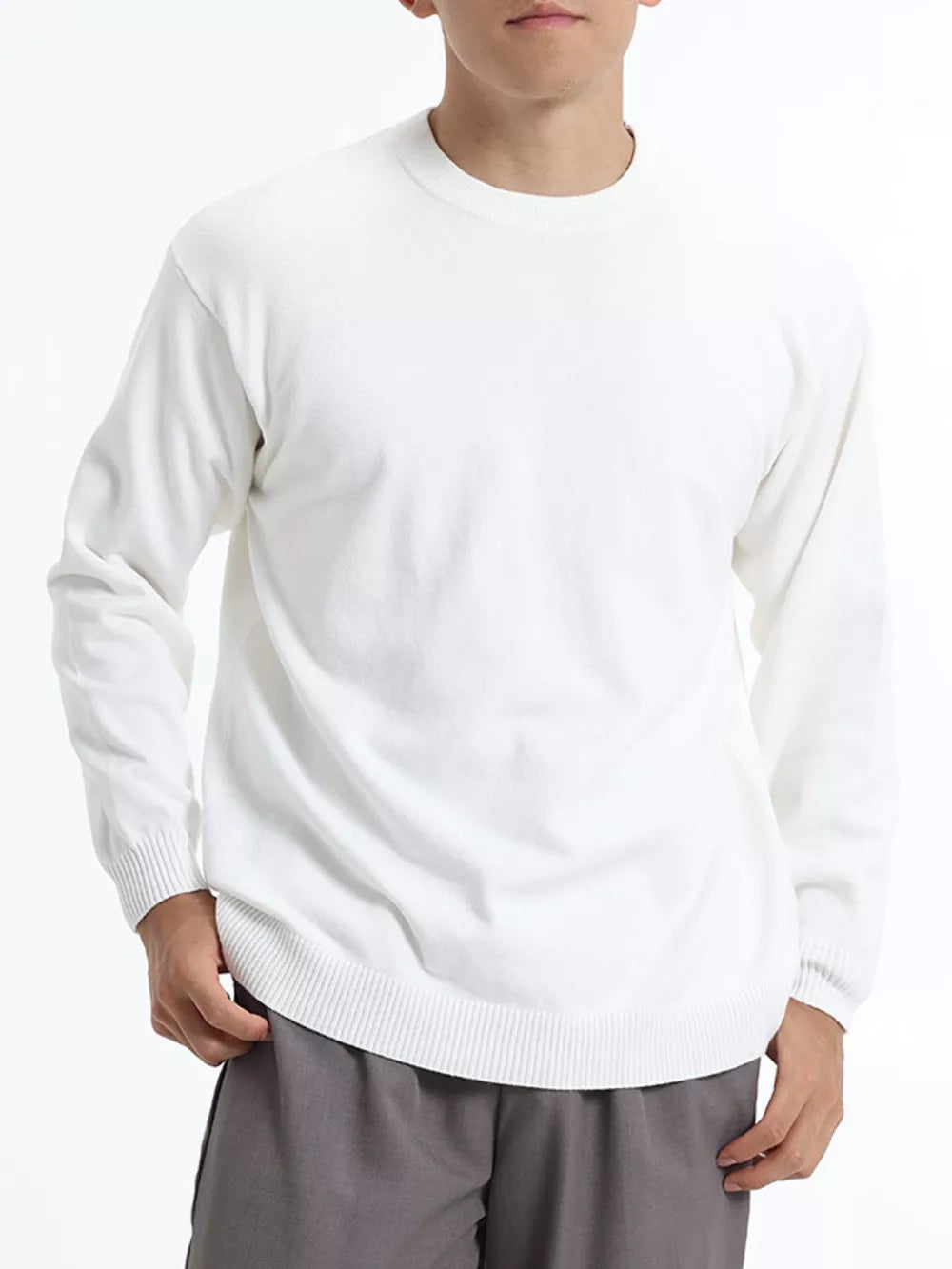 Suéter básico de cuello redondo para hombre