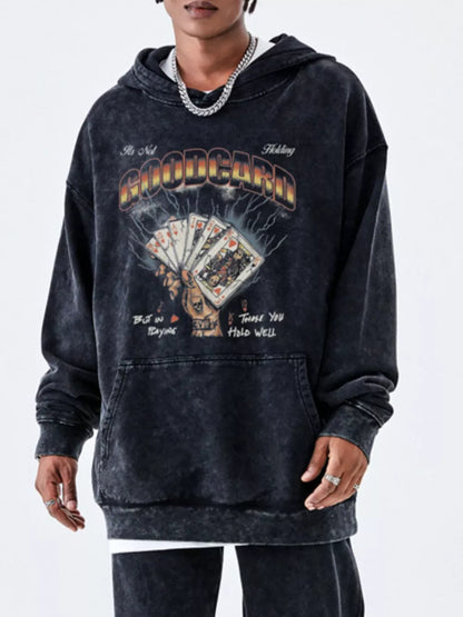 Sudadera con capucha oversize para hombre con estampado vintage