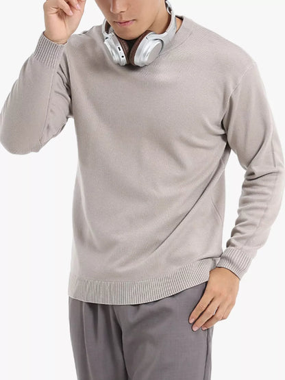 Suéter básico de cuello redondo para hombre