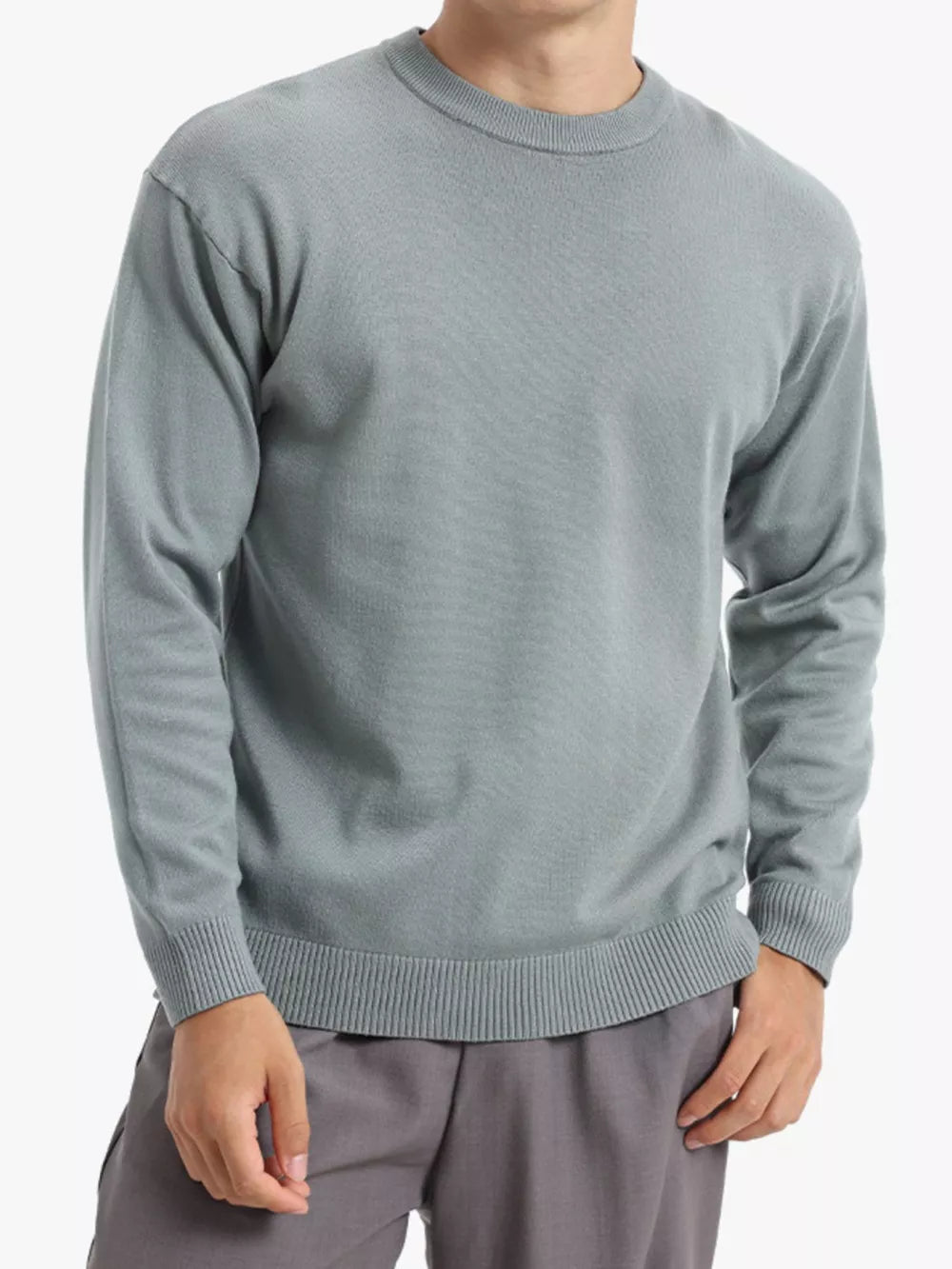 Suéter básico de cuello redondo para hombre