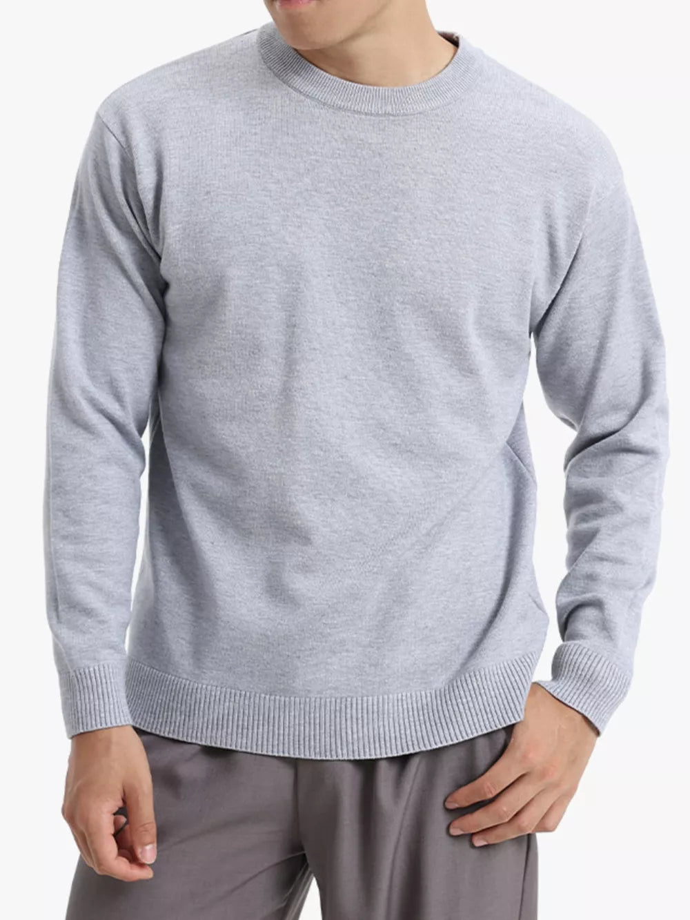 Suéter básico de cuello redondo para hombre